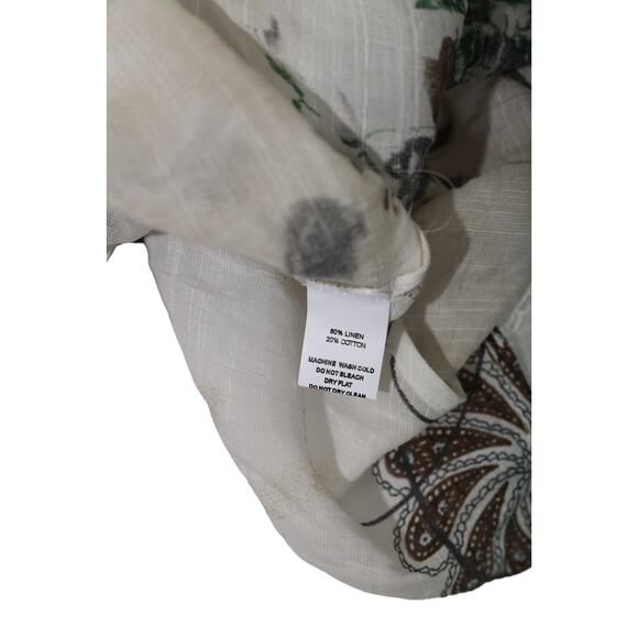 Izuria Linen Midi Dress Floral‎ size XL White Green Tan Midi Lined Sleeveless - Picture 8 of 9